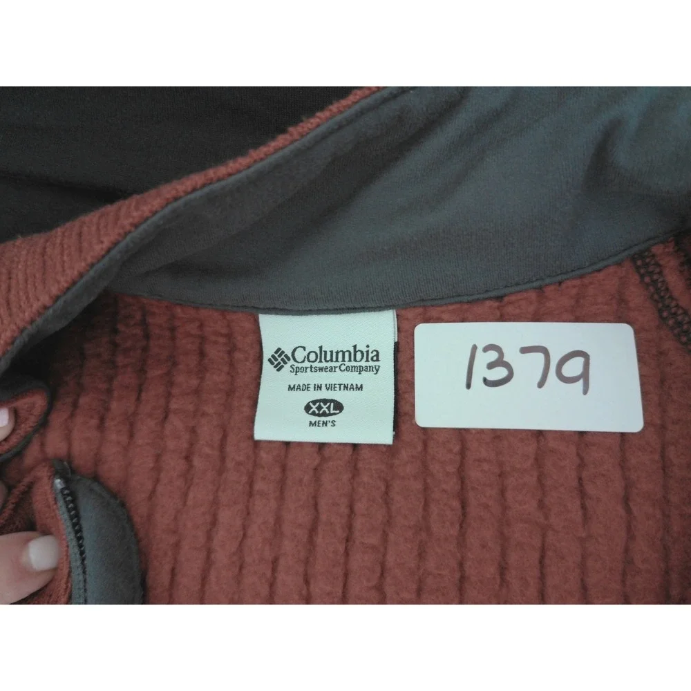Columbia Quarter Zip Fleece Pullover Mens XXL Rust Red  Ribbed Texture